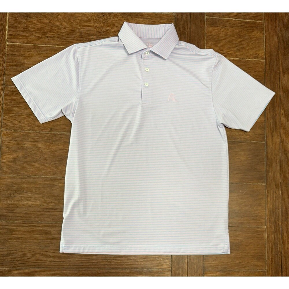Men’s Rhoback Size M Blue And Pink Striped Golf Polo Stretch Breathable
